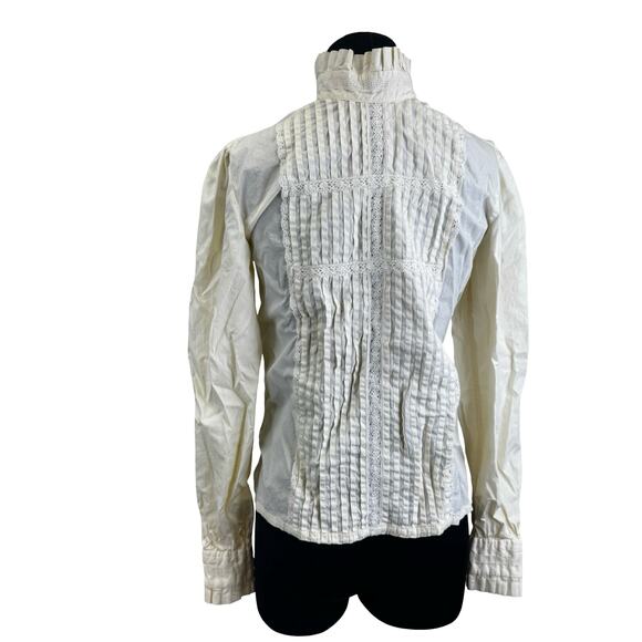 Vintage Nantucket Pintuck Blouse – 1980s Edwardian Style Cotton Top, Size 8 - Picture 2 of 16